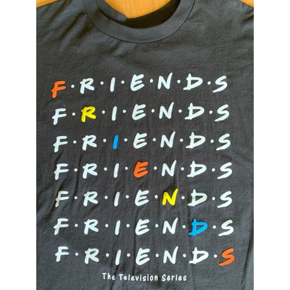 Friends (TV Series) Tee Warner Bros Logo repeat Licensed XL Mens Black RN#115665